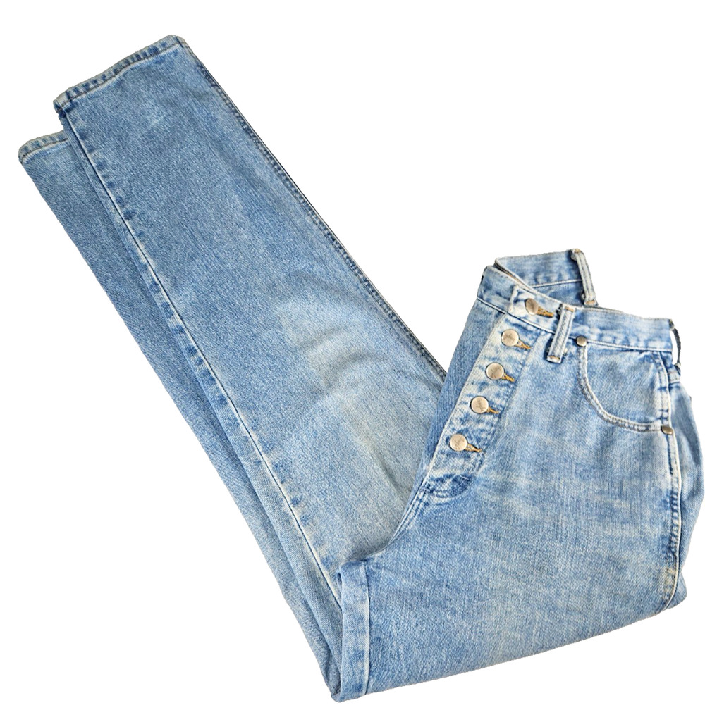 VTG 80s Wrangler High Waisted Misses Full Fit Denim Jeans Made in USA Blue Sz 12